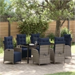 vidaXL Dining Set with Cushions in Black/Gray