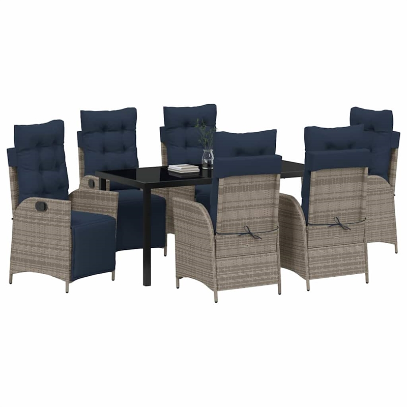 vidaXL Dining Set with Cushions in Black/Gray