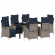 vidaXL Dining Set with Cushions in Black/Gray