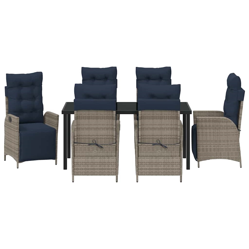 vidaXL Dining Set with Cushions in Black/Gray