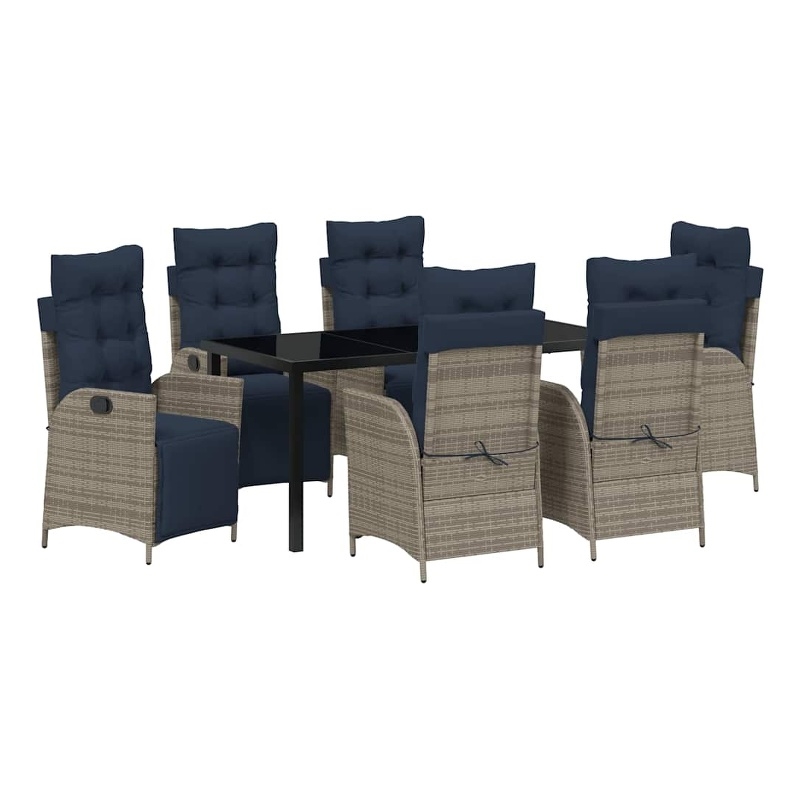 vidaXL Dining Set with Cushions in Black/Gray
