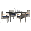 vidaXL Steel Dining Set with Cushions in Black/Gray