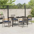 vidaXL Steel Dining Set with Cushions in Black/Gray