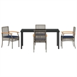 vidaXL Steel Dining Set with Cushions in Black/Gray