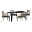 vidaXL Steel Dining Set with Cushions in Black/Gray