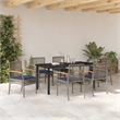 vidaXL Steel Dining Set with Cushions in Black/Gray