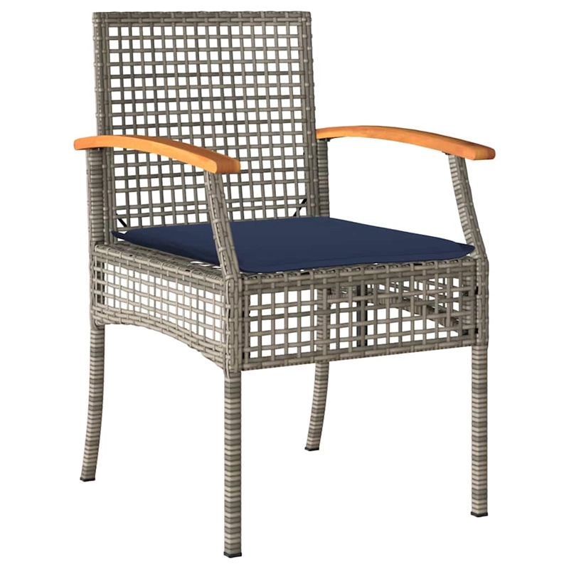 vidaXL Steel Dining Set with Cushions in Black/Gray