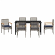vidaXL Steel Dining Set with Cushions in Black/Gray