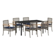 vidaXL Steel Dining Set with Cushions in Black/Gray