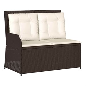 vidaXL Poly Rattan Garden Bench in Brown