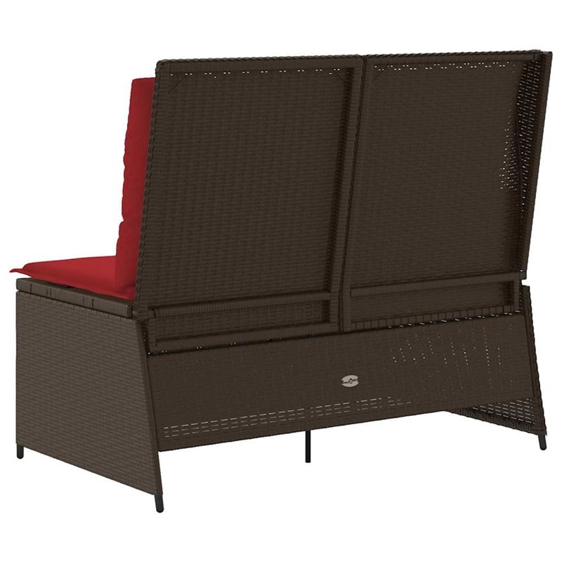 vidaXL Poly Rattan Garden Bench in Brown