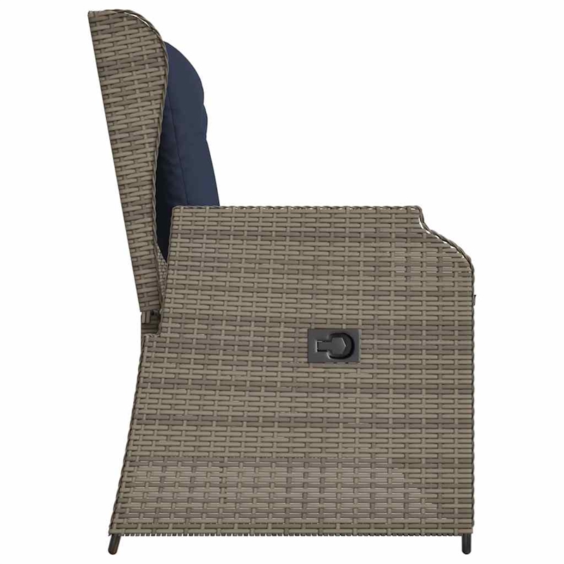 vidaXL Poly Rattan Garden Bench in Gray