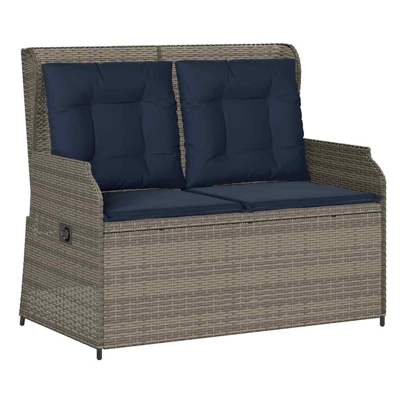 vidaXL Poly Rattan Garden Bench in Gray