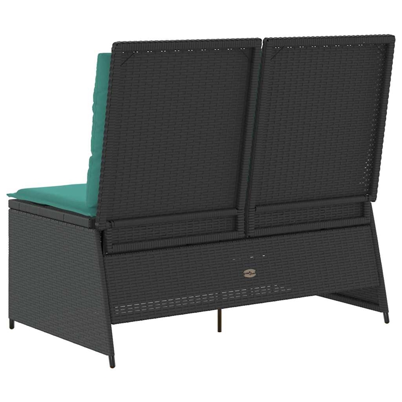 vidaXL Poly Rattan Small Garden Bench in Black