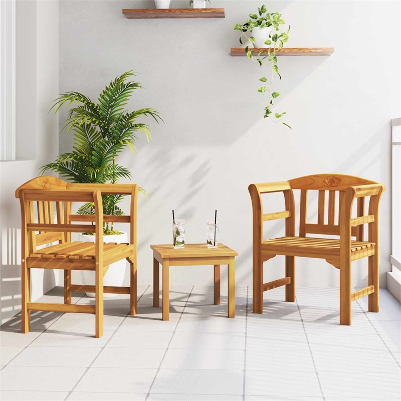 vidaXL Solid Acacia Wood Lounge Set in Brown