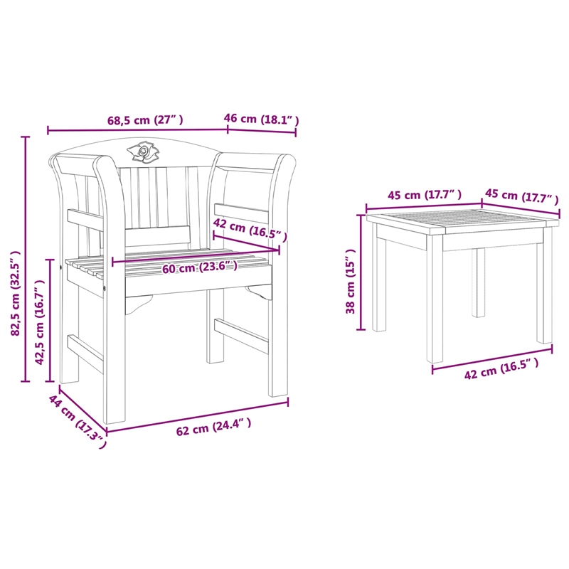 vidaXL Solid Acacia Wood Lounge Set in Brown