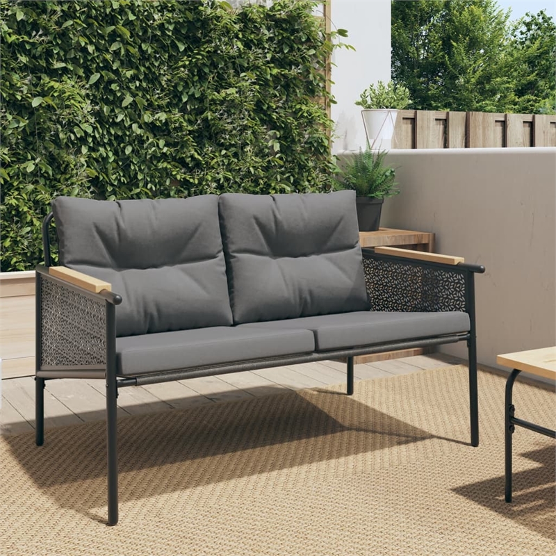 vidaXL Steel Small Garden Bench in Black/Anthracite