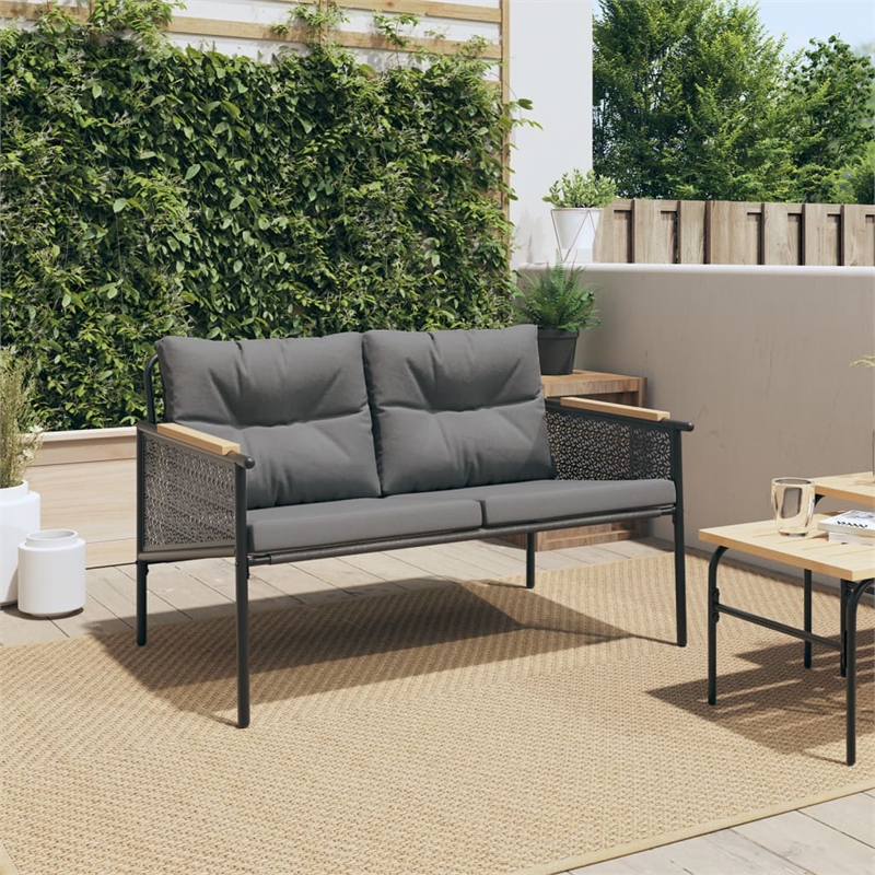 vidaXL Steel Small Garden Bench in Black/Anthracite