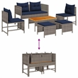 vidaXL Solid Acacia Wood Small Sofa Set in Gray/Blue