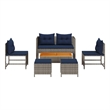 vidaXL Solid Acacia Wood Small Sofa Set in Gray/Blue
