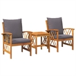 vidaXL Solid Acacia Wood Sofa Set in Natural