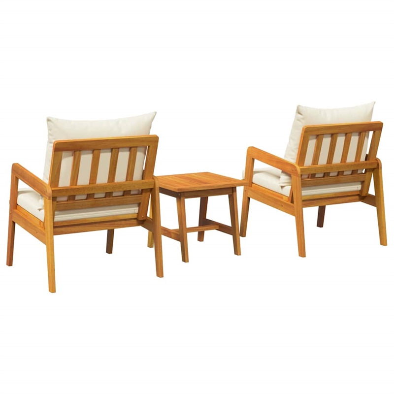vidaXL Solid Acacia Wood Bistro Set with Cushions in Brown