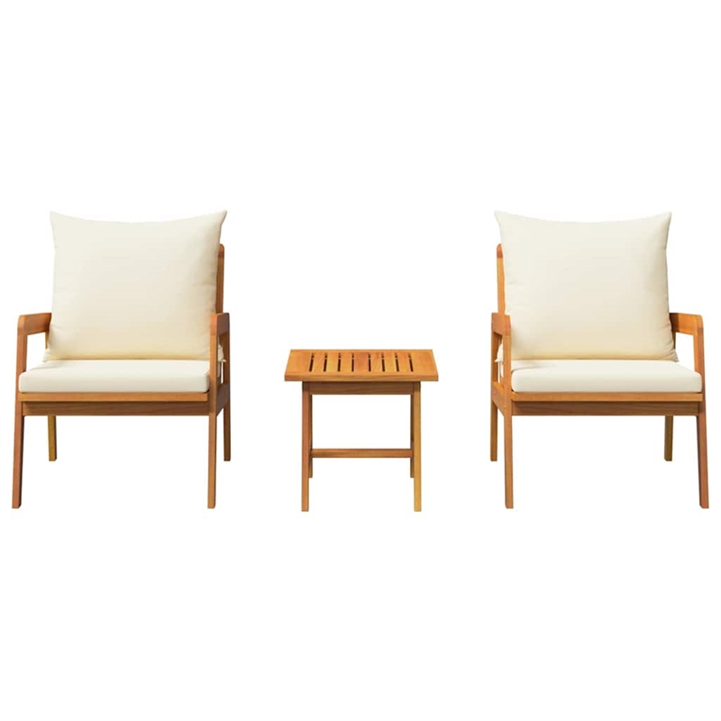 vidaXL Solid Acacia Wood Bistro Set with Cushions in Brown