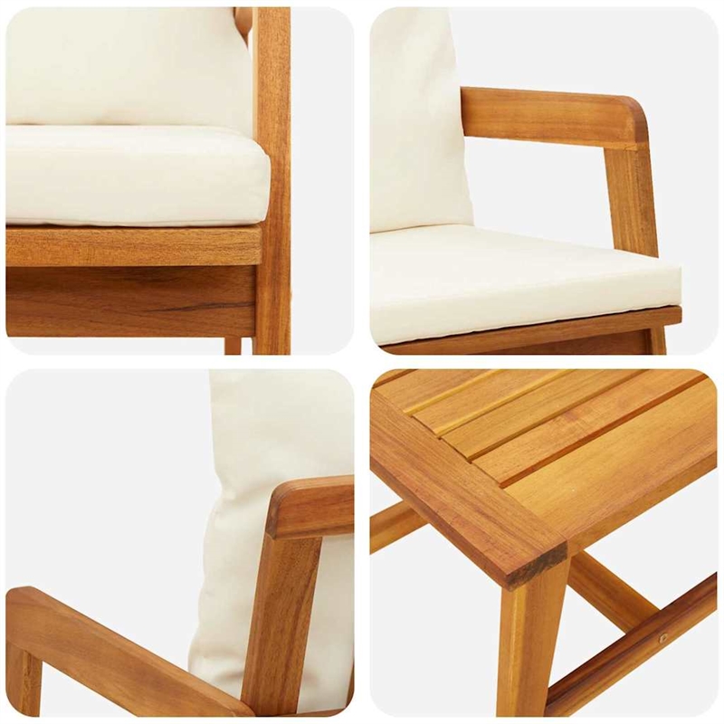 vidaXL Solid Acacia Wood Bistro Set with Cushions in Brown