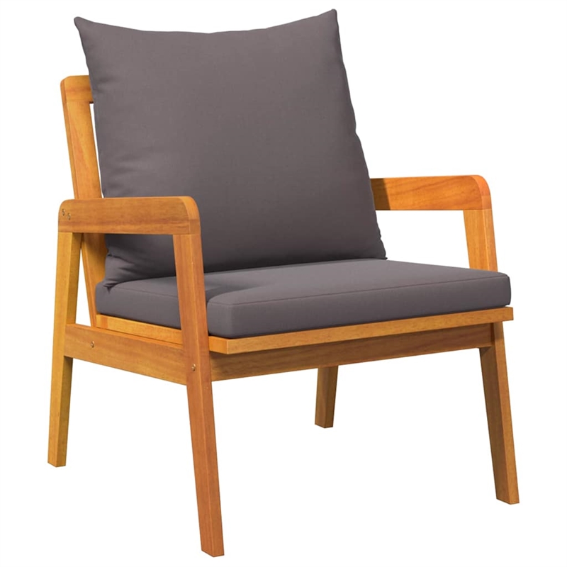 vidaXL Solid Acacia Wood Bistro Set with Cushions in Brown