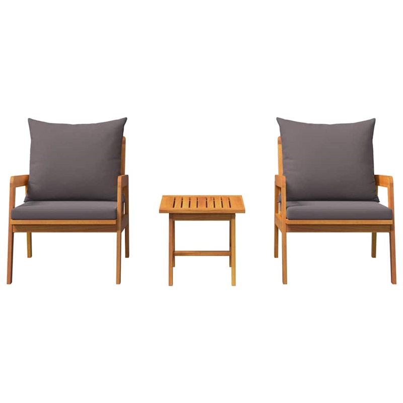 vidaXL Solid Acacia Wood Bistro Set with Cushions in Brown