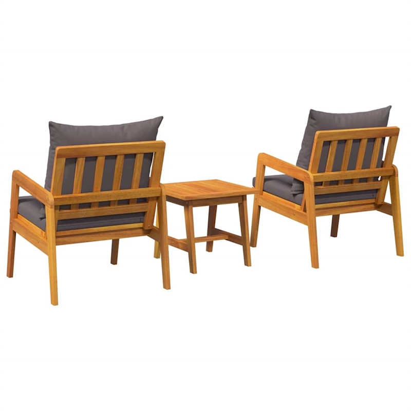 vidaXL Solid Acacia Wood Bistro Set with Cushions in Brown