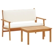 vidaXL Solid Acacia Wood Sofa Set in White/Cream
