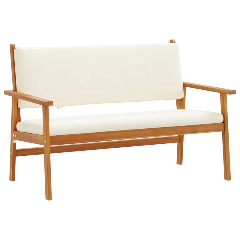 vidaXL Solid Acacia Wood Sofa Set in White/Cream