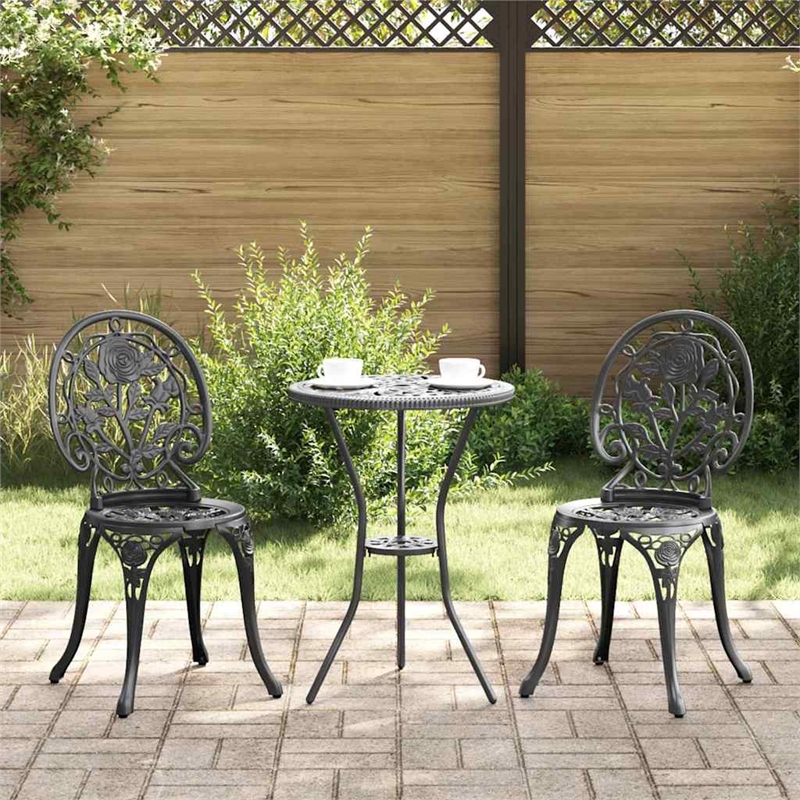 vidaXL Aluminum Bistro Set in Black
