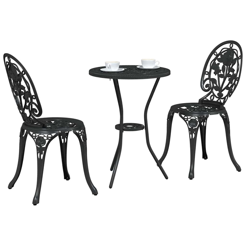 vidaXL Aluminum Bistro Set in Black