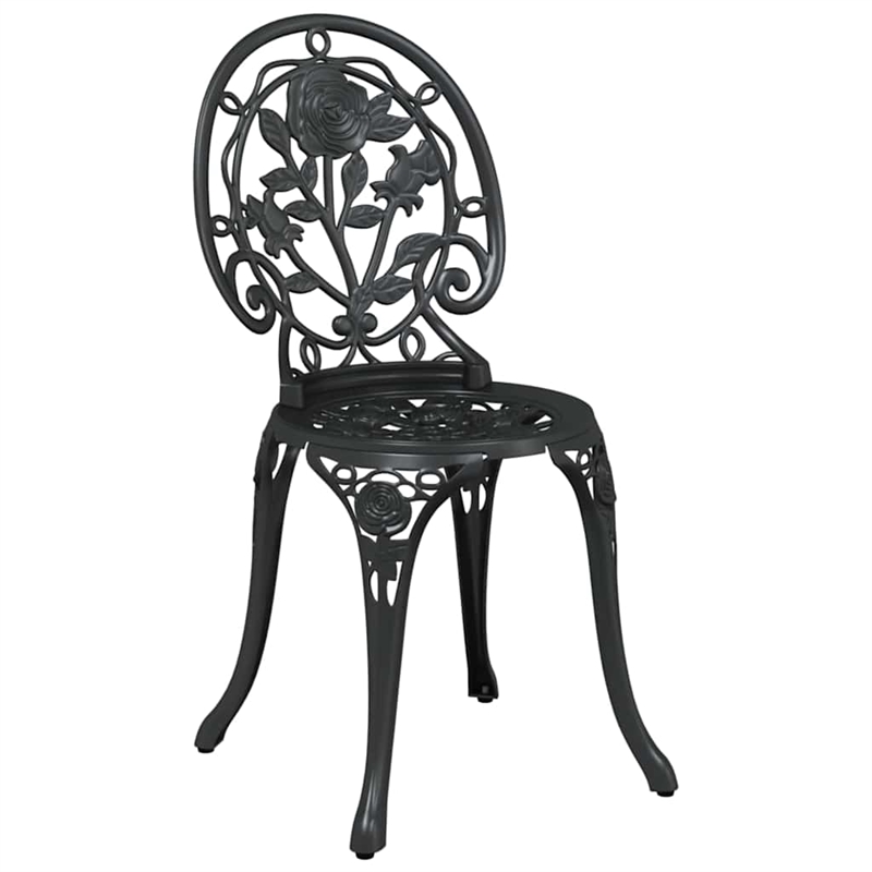 vidaXL Aluminum Bistro Set in Black