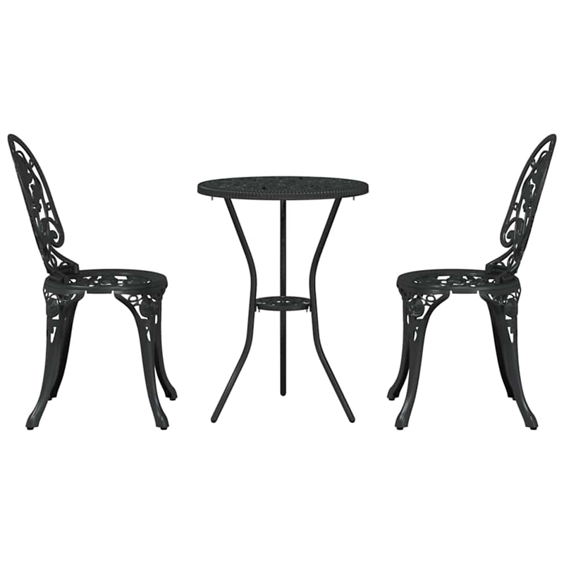 vidaXL Aluminum Bistro Set in Black