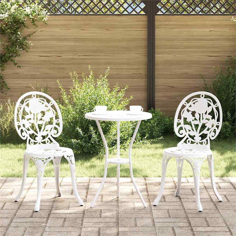 vidaXL Aluminum Bistro Set in White
