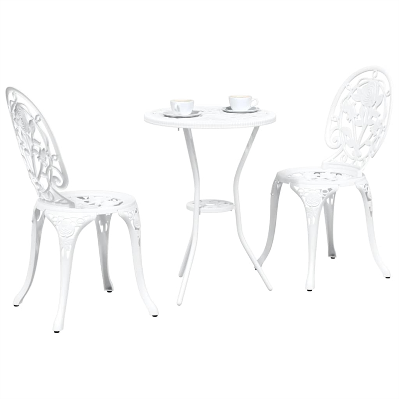 vidaXL Aluminum Bistro Set in White