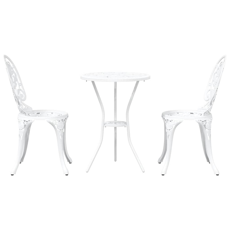 vidaXL Aluminum Bistro Set in White