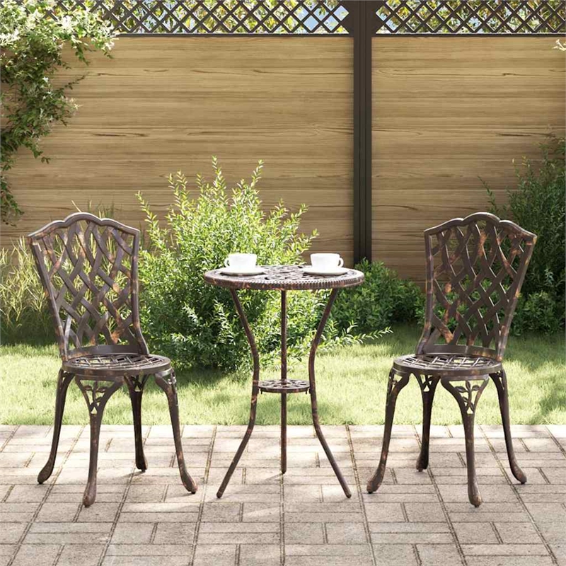 vidaXL Aluminum Bistro Set in Bronze