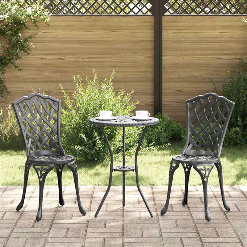 vidaXL Aluminum Bistro Set in Black