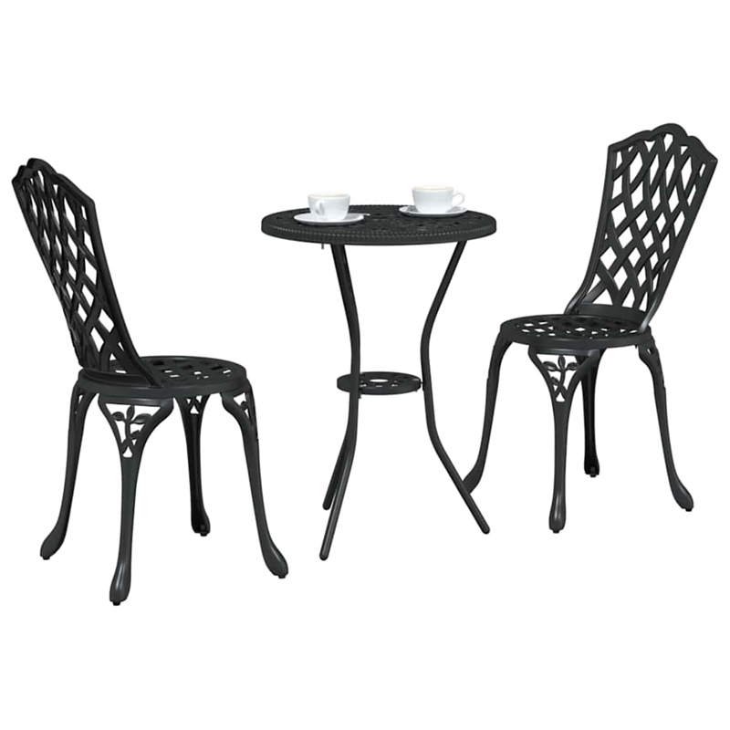 vidaXL Aluminum Bistro Set in Black