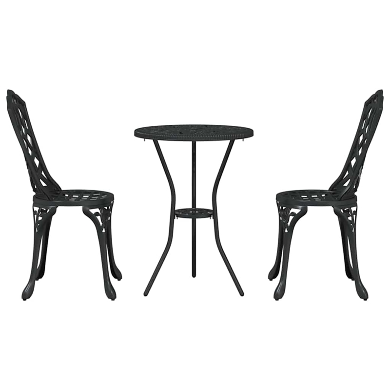 vidaXL Aluminum Bistro Set in Black