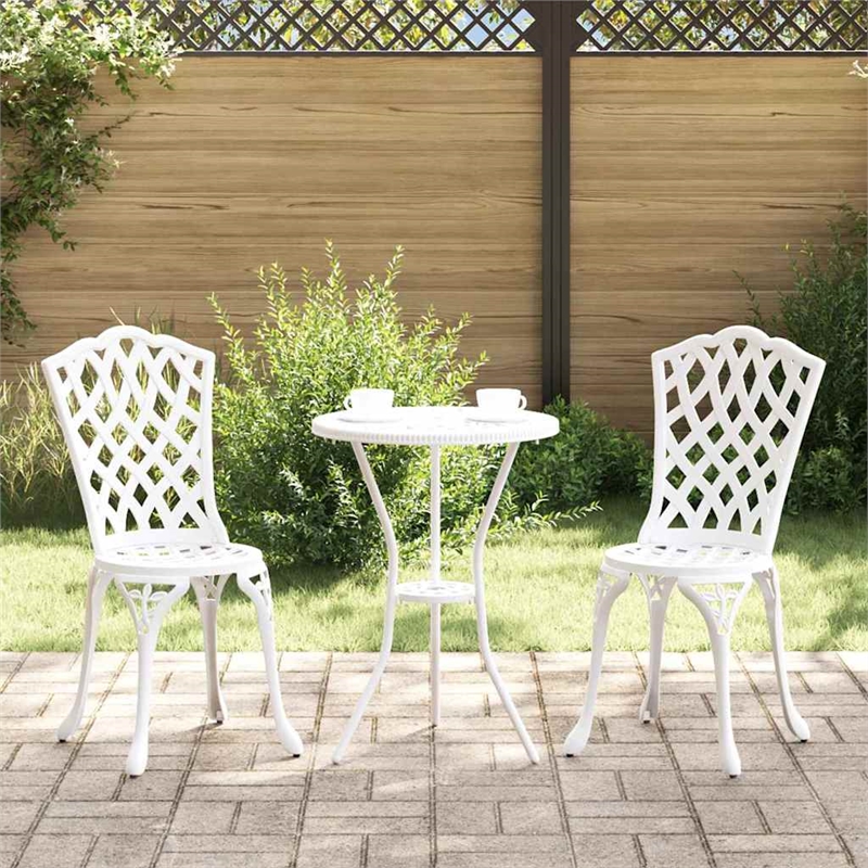 vidaXL Aluminum Bistro Set in White