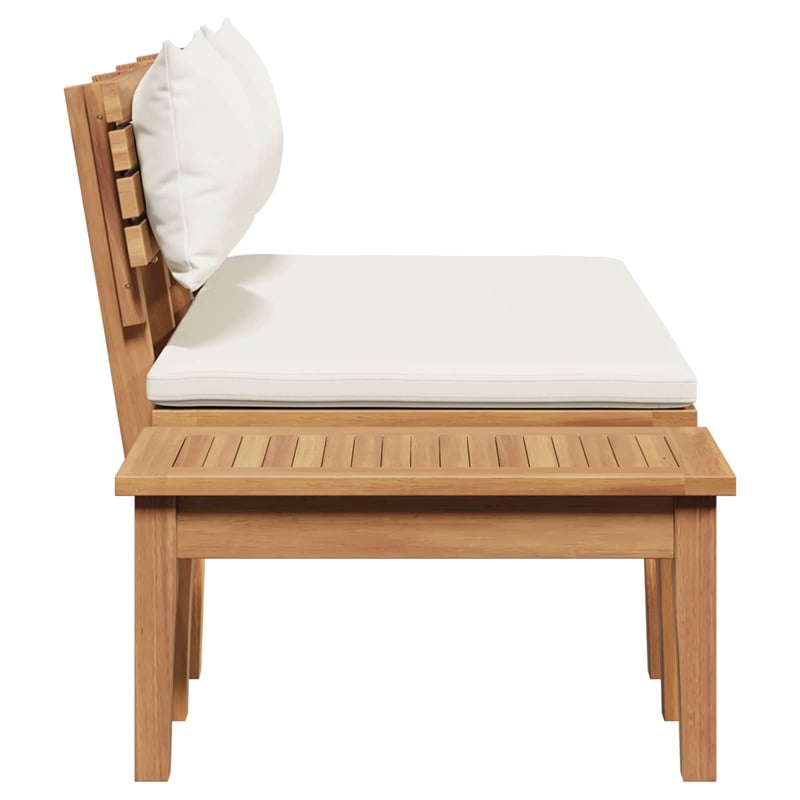 vidaXL 2 PC Wood Garden Bench in with Cushions in Brown/Cream