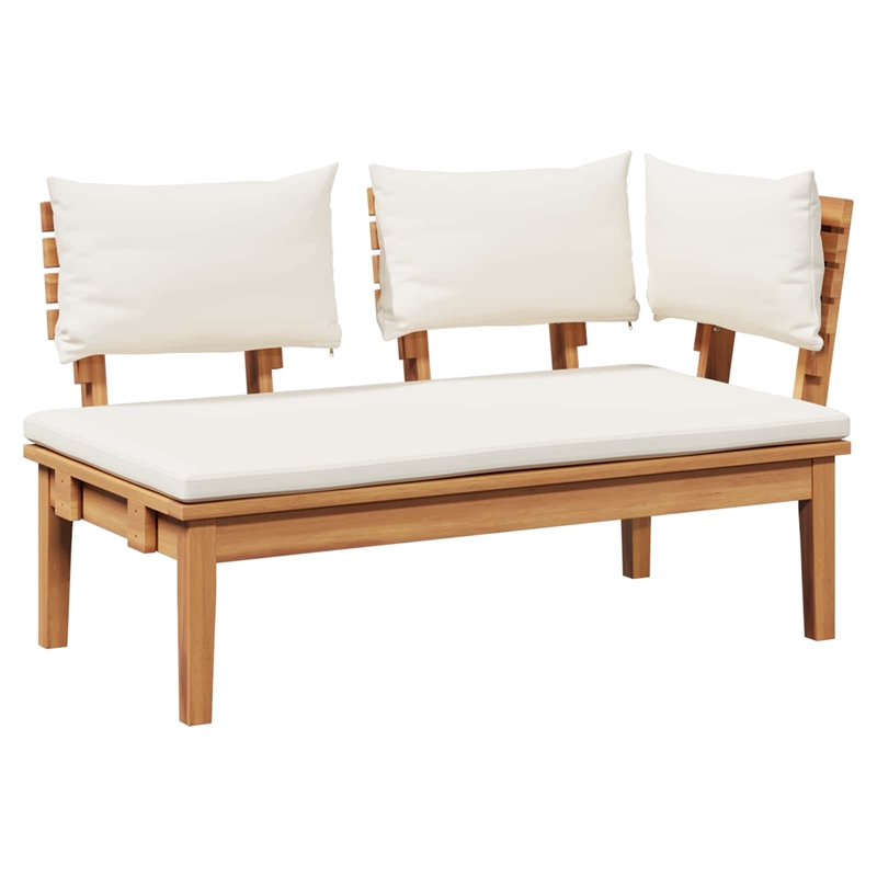 vidaXL 2 PC Wood Garden Bench in with Cushions in Brown/Cream