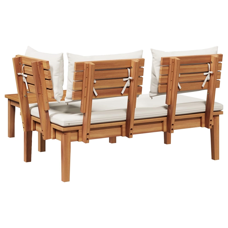 vidaXL 2 PC Wood Garden Bench in with Cushions in Brown/Cream
