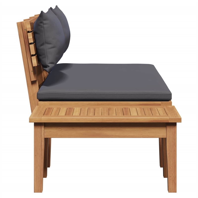 vidaXL 2 PC Wood Garden Bench in with Cushions in Gray/Brown