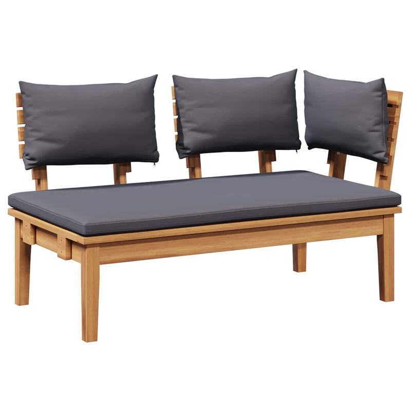 vidaXL 2 PC Wood Garden Bench in with Cushions in Gray/Brown